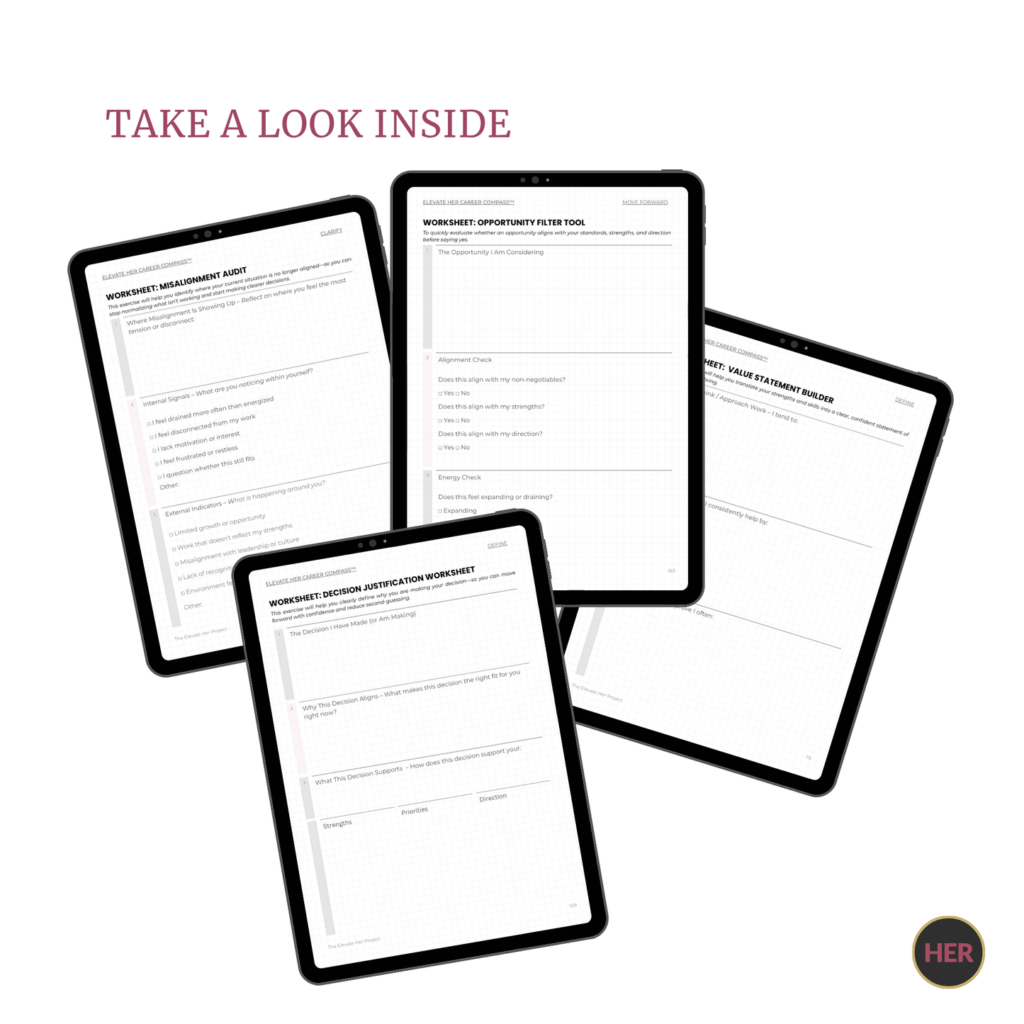 Elevate Her Career Compass™ | Career Clarity & Strategy Workbook for Women