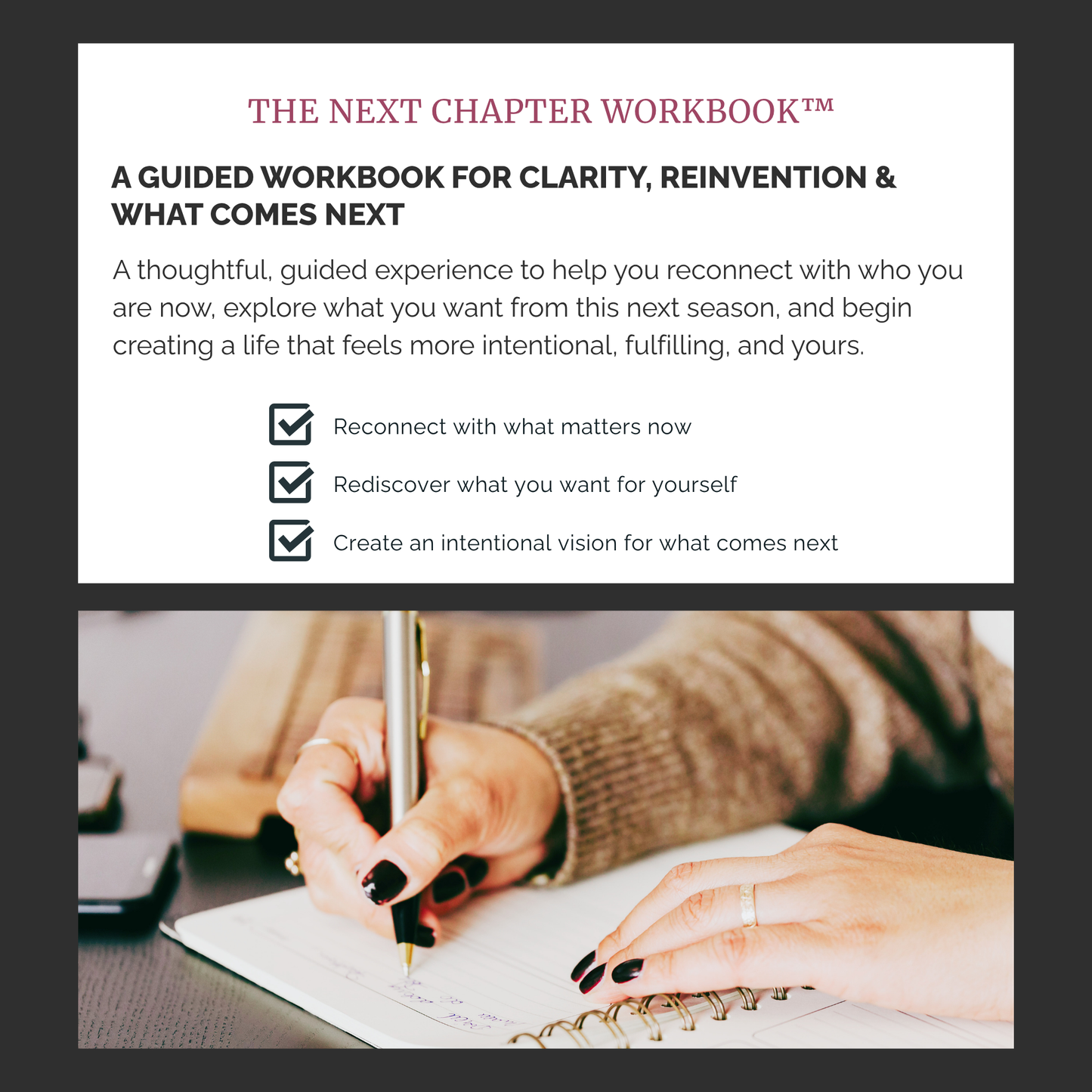The Next Chapter Workbook™ | A Guided Reinvention Workbook for Women