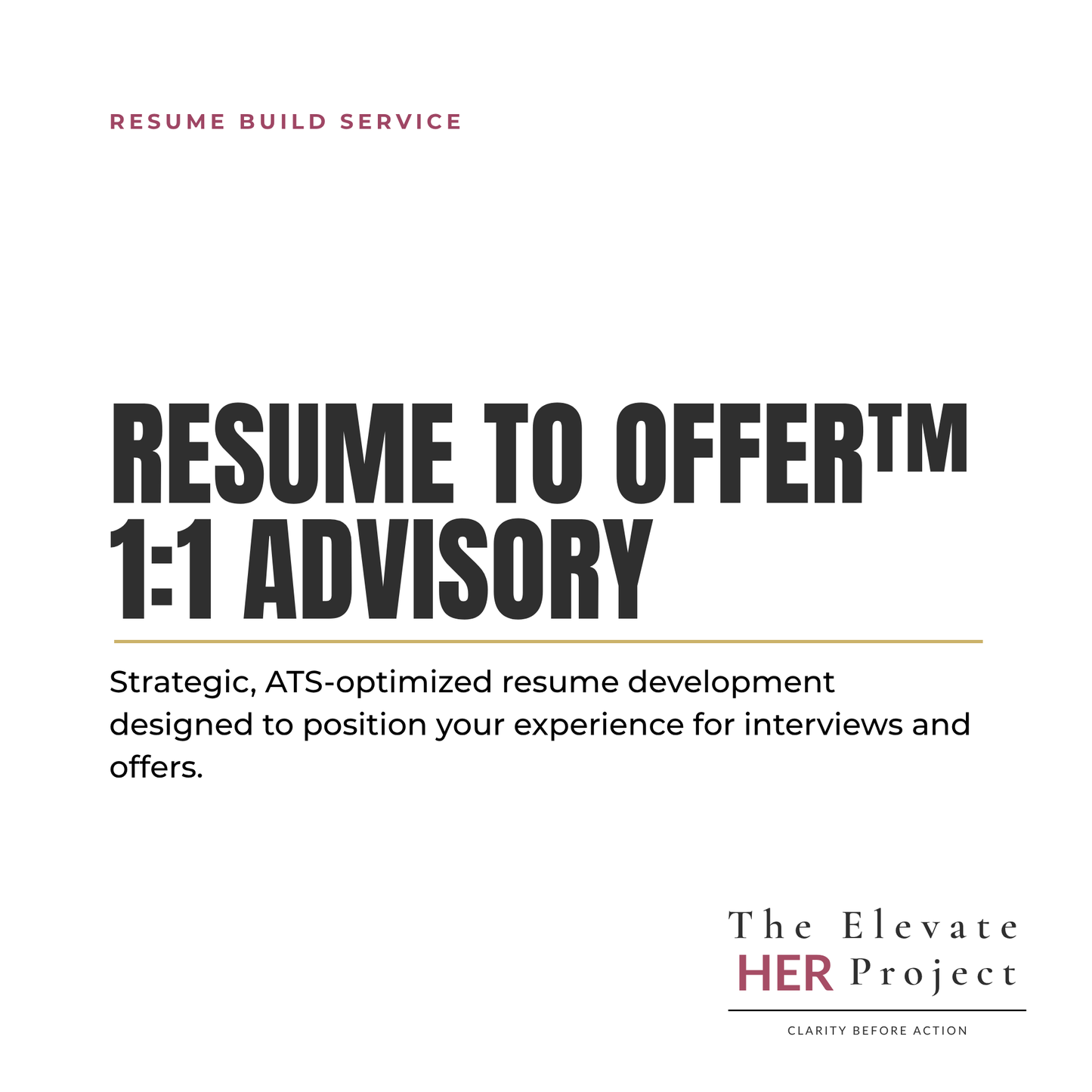 Resume to Offer™ 1:1 Advisory | Strategic Resume Development